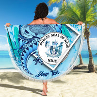 Niue Beach Blanket - Custom Personalised Turtle Under The Sea Style - Polynesian Pride