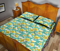 Tropical Plumeria Blue Quilt Bed Set - Polynesian Pride