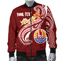 Tahiti Personalised Men's Bomber Jacket - Tahiti Seal Polynesian Patterns Plumeria - Polynesian Pride