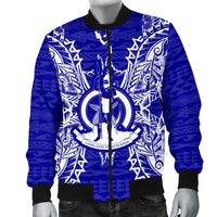 Vanuatu Polynesian Men's Bomber Jacket Map Blue - Polynesian Pride