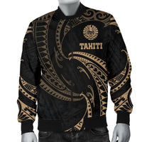 Tahiti Polynesian Men's Bomber Jacket - Gold Tribal Wave - Polynesian Pride