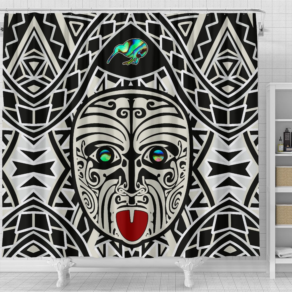 Integrity Maori Ta Moko Shower Curtain Kiwi and Paua - Polynesian Pride
