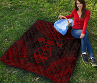 Guam Premium Quilt - Guam Coat Of Arms Polynesian Chief Red Version - Polynesian Pride