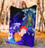 Cook Islands Premium Blanket - Humpback Whale with Tropical Flowers (Blue) - Polynesian Pride