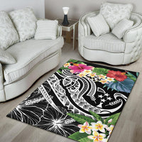 Kosrae Polynesian Area Rug - Summer Plumeria (Black) - Polynesian Pride