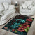 Polynesian Area Rug Turtle And Shark - Hibiscus Turquoise - Polynesian Pride