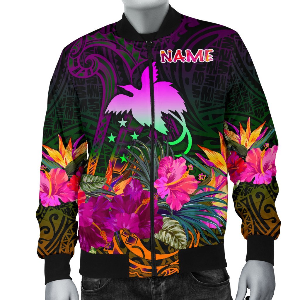 Papua New Guinea Personalised Men's Bomber Jacket - Summer Hibiscus - Polynesian Pride