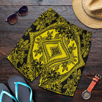 Polynesian Plumeria Mix Yellow Black Men's Short - Polynesian Pride