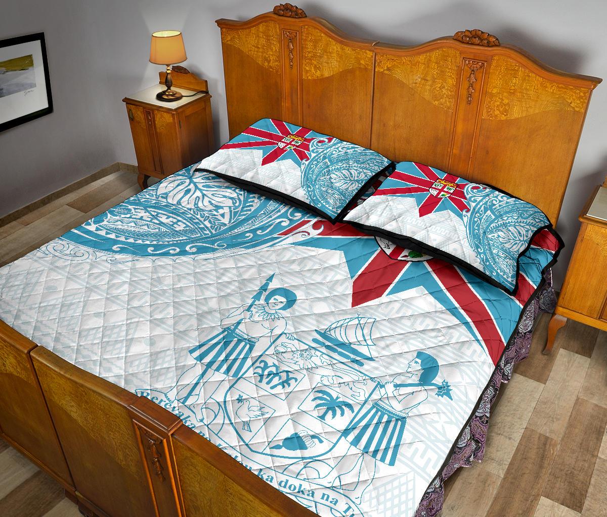 Fiji Polynesian Quilt Bed Set - Fiji Flag with Coat of Arms - Polynesian Pride