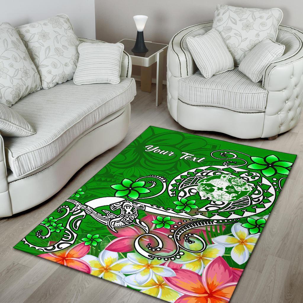 Tonga Custom Personalised Area Rug - Turtle Plumeria (Green) - Polynesian Pride