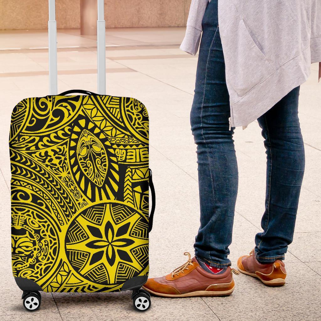 Polynesian Hawaiian Style Tribal Tattoo Yellow Luggage Covers - Polynesian Pride
