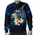 Samoa Polynesian Men's Bomber Jacket - Turtle With Plumeria Flowers - Polynesian Pride