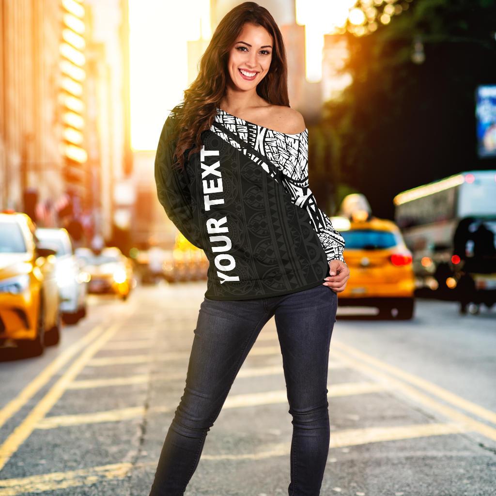 Northern Mariana Custom Personalised Women's Off Shoulder Sweater - Curve Style - Polynesian Pride