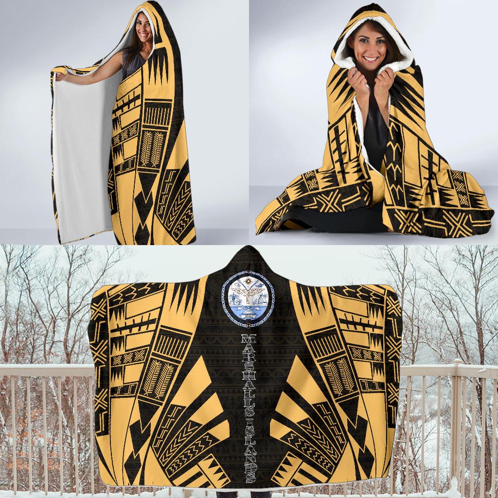 Marshall Islands Hooded Blanket - Polynesian Tattoo Gold - Polynesian Pride