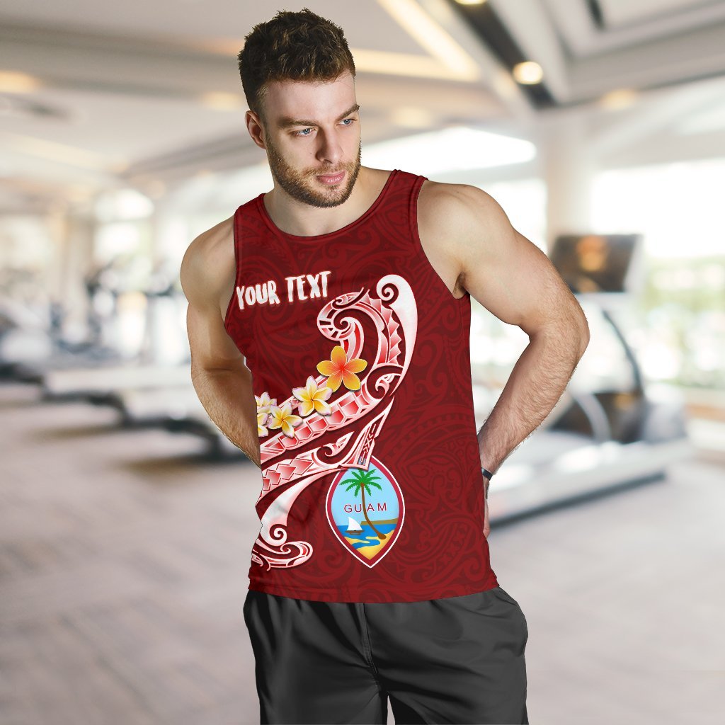 Guam Personalised Men's Tank - Guam Seal Polynesian Patterns Plumeria (Red) Red - Polynesian Pride