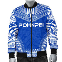 Pohnpei Flag Polynesian Chief Men's Bomber Jacket - Polynesian Pride
