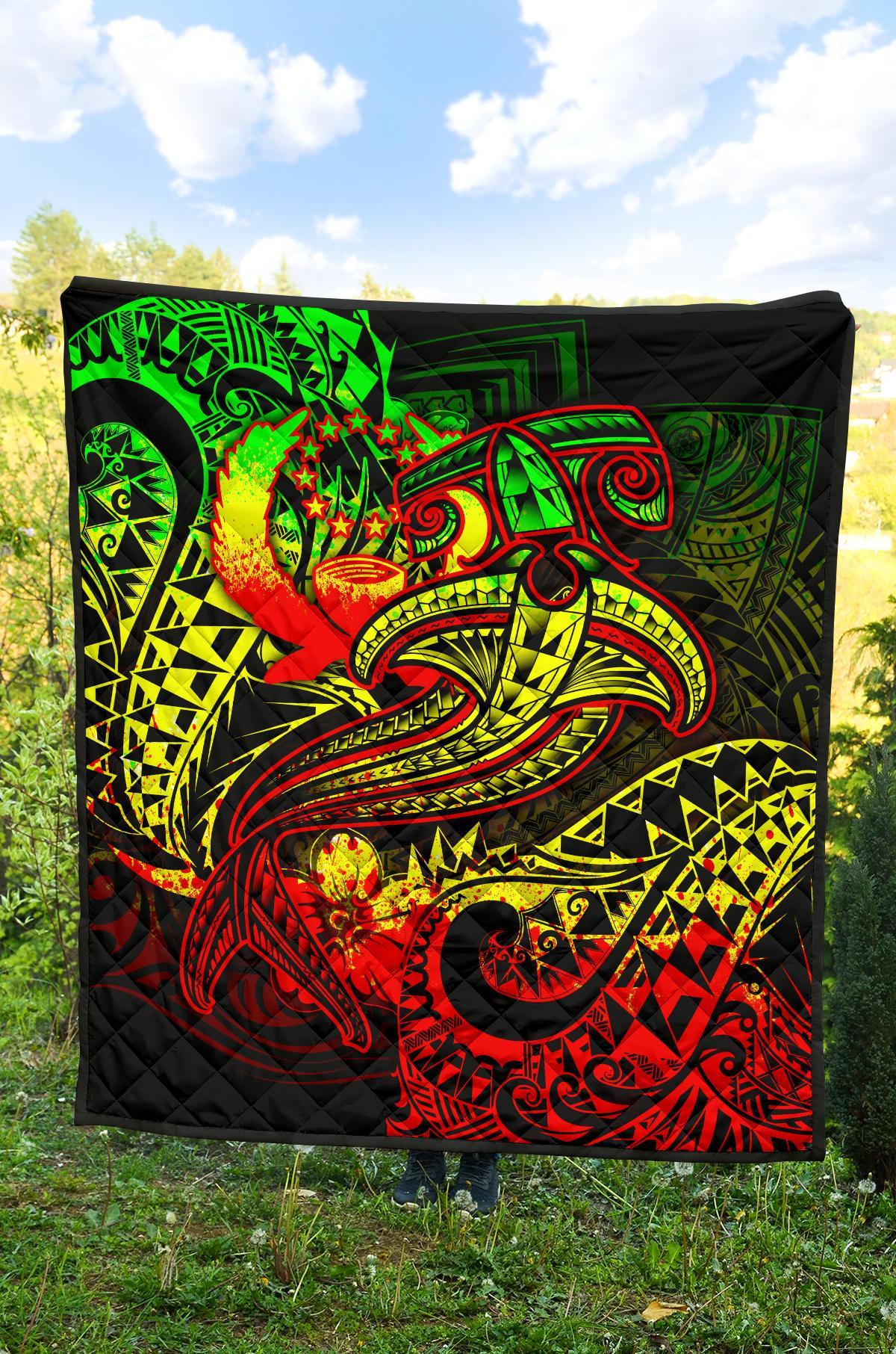 Pohnpei Premium Quilt - Reggae Shark Polynesian Tattoo - Polynesian Pride