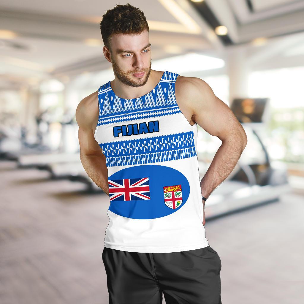 Fiji Men's Tank Top - Tapa White Style - Polynesian Pride