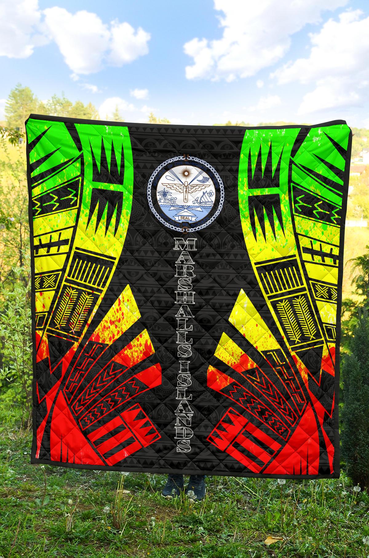 Marshall Islands Premium Quilt - Marshall Islands Seal Polynesian Reggae Tattoo - Polynesian Pride