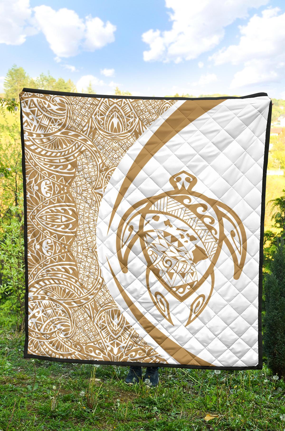 Hawaii Turtle Map Polynesian Premium Quilt - Circle Style - Polynesian Pride