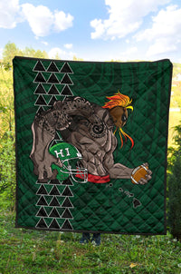 Kakau Blue Hawaii Warrior Football Premium Quilt - Polynesian Pride