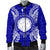 Northern Mariana Islands Polynesian Men's Bomber Jacket Map Blue - Polynesian Pride
