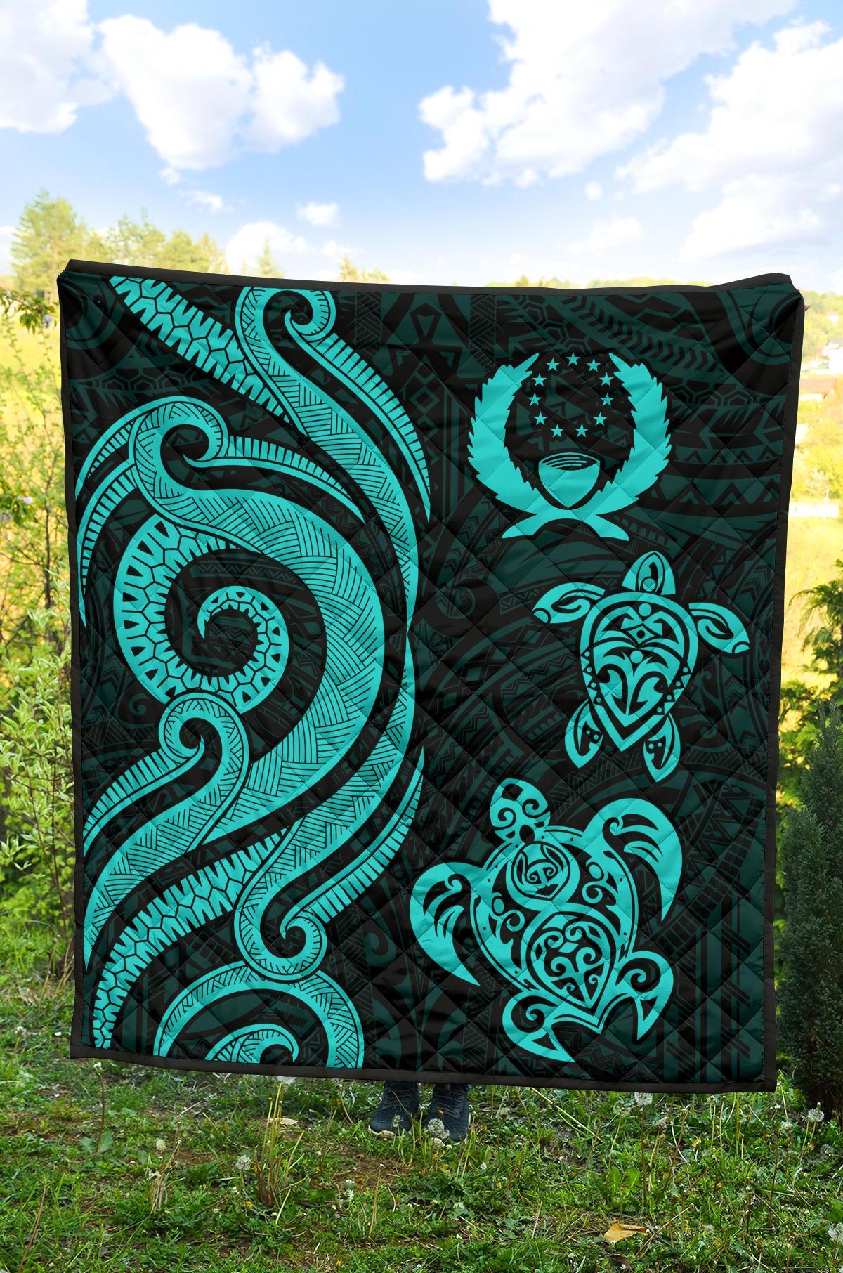 Pohnpei Premium Quilt - Turquoise Tentacle Turtle - Polynesian Pride