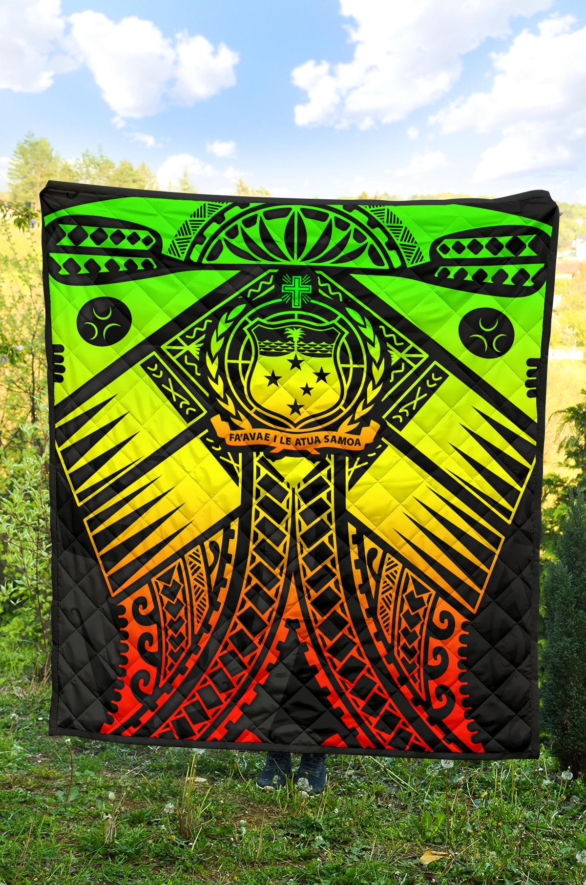 Samoa Polynesian Premium Quilt - Samoa Reggae Seal with Polynesian Tattoo - Polynesian Pride