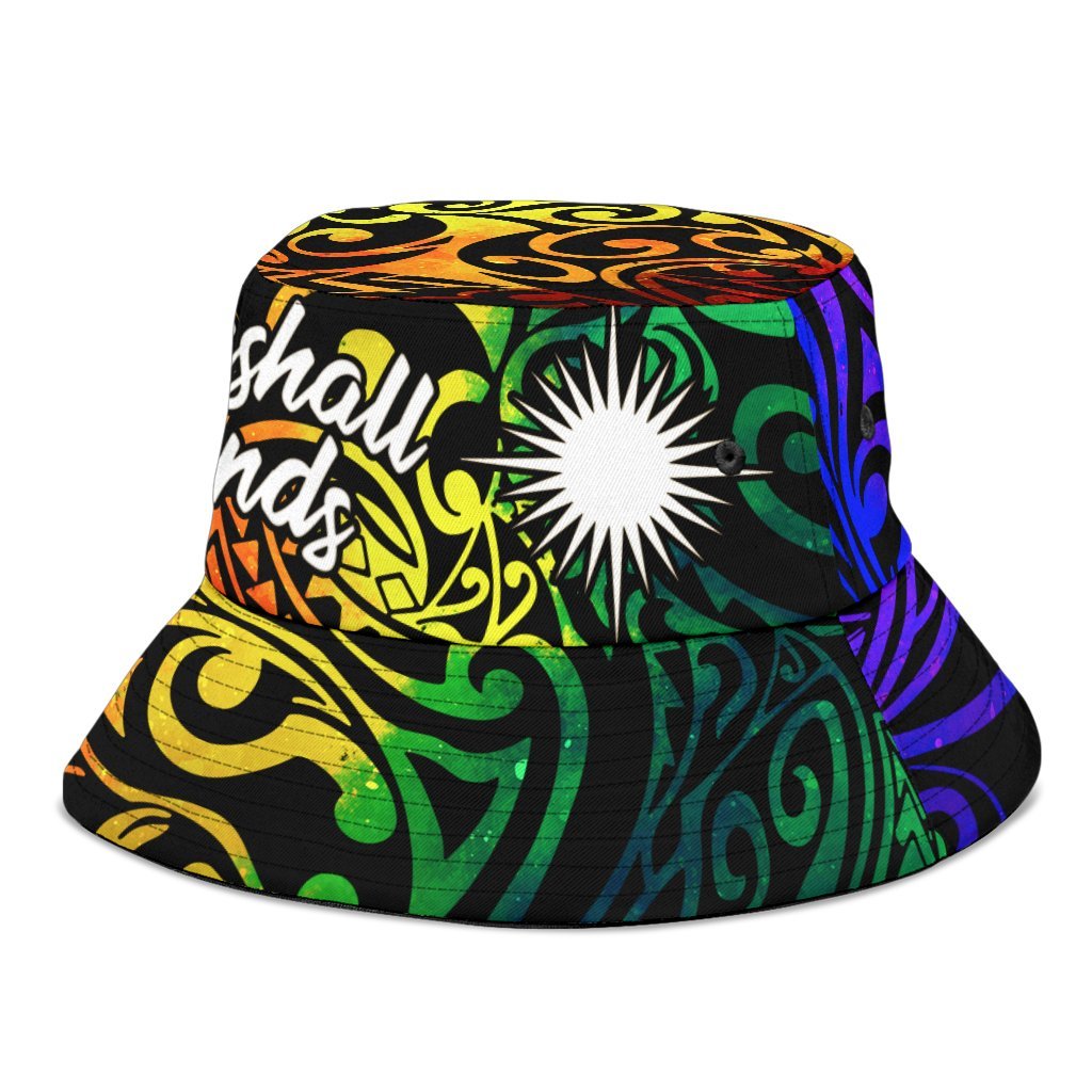 Marshall Islands Bucket Hat - Rainbow Polynesian Pattern - Polynesian Pride