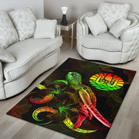 Tahiti Polynesian Area Rugs - Turtle With Blooming Hibiscus Reggae - Polynesian Pride