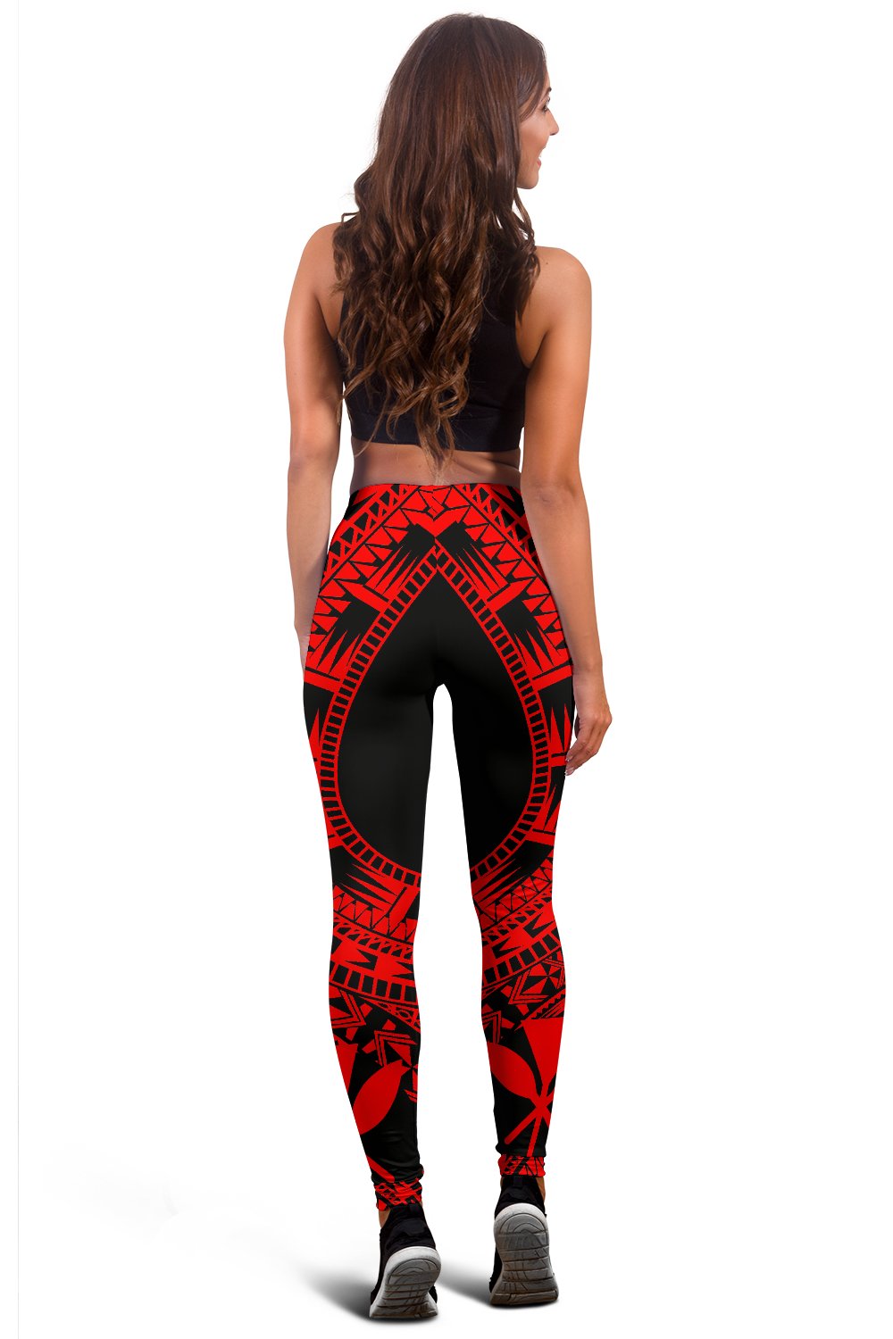 Hawaii Women Leggings Polynesian Pattern Red - Polynesian Pride