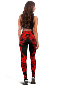 Hawaii Women Leggings Polynesian Pattern Red - Polynesian Pride