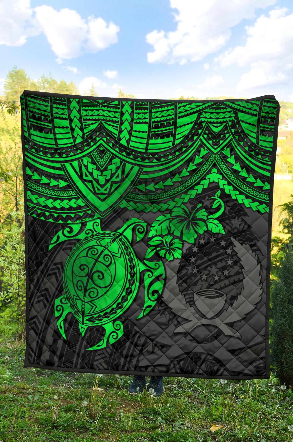 Pohnpei Polynesian Premium Quilt - Polynesian Green Turtle - Polynesian Pride