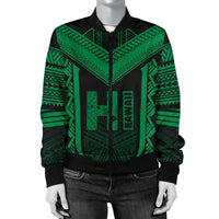 Hawaiian Kanaka Polynesian Women's Bomber Jacket Active Green - Polynesian Pride
