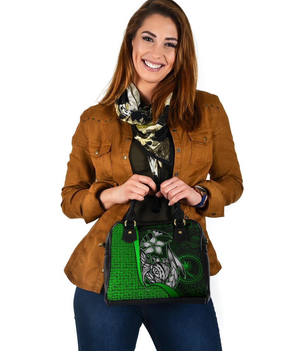 Chuuk Micronesia Shoulder Handbag Green - Turtle With Hook - Polynesian Pride