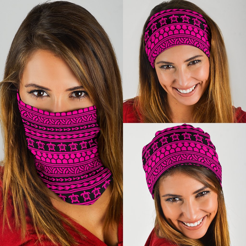 Polynesian Tattoo Tribal Pink Bandana 3 - Pack Pink One Size - Polynesian Pride