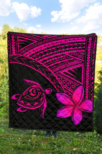 Hawaii Quilt - Hawaii Turtle Plumeria Quilt Pink - Polynesian Pride