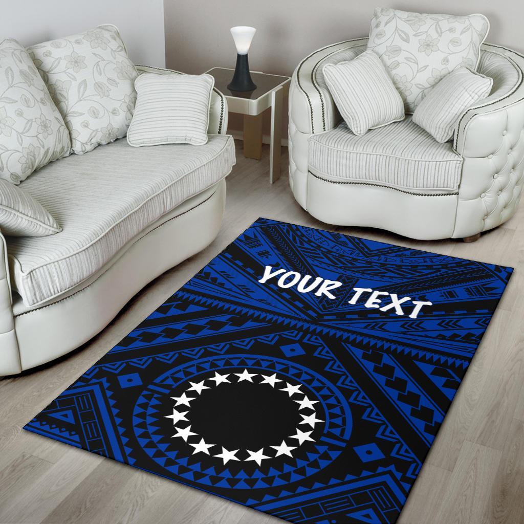 Cook Island Personalised Area Rug Seal With Polynesian Tattoo Style ( Blue) - Polynesian Pride