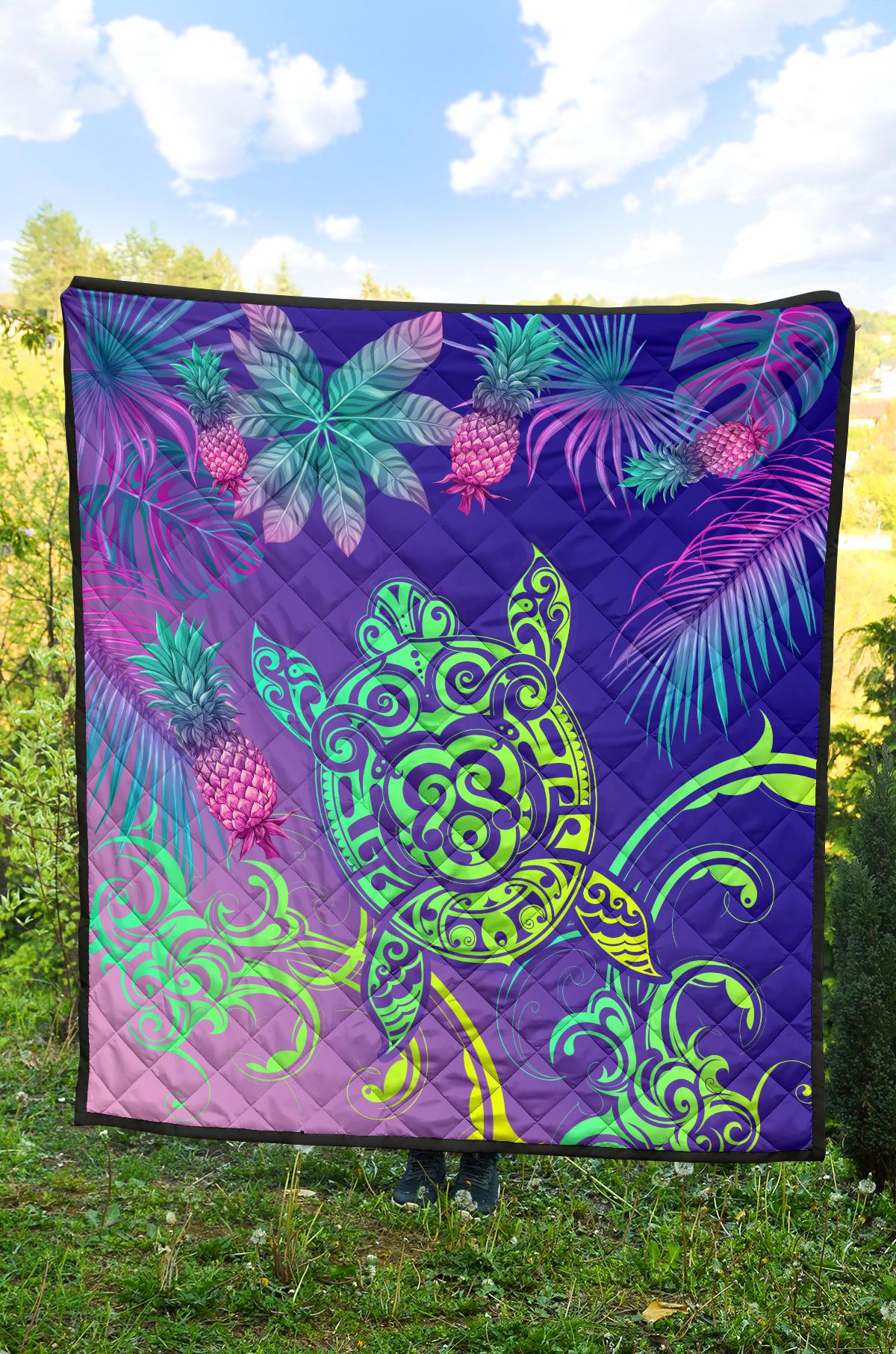 Hawaii Turtle Tropical Kanaka Maoli Premium Quilt - Yez Style - Polynesian Pride