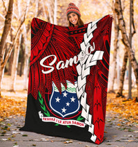 Samoa Polynesian Premium Blanket - Tribal Wave Tattoo Flag Tattoo - Polynesian Pride