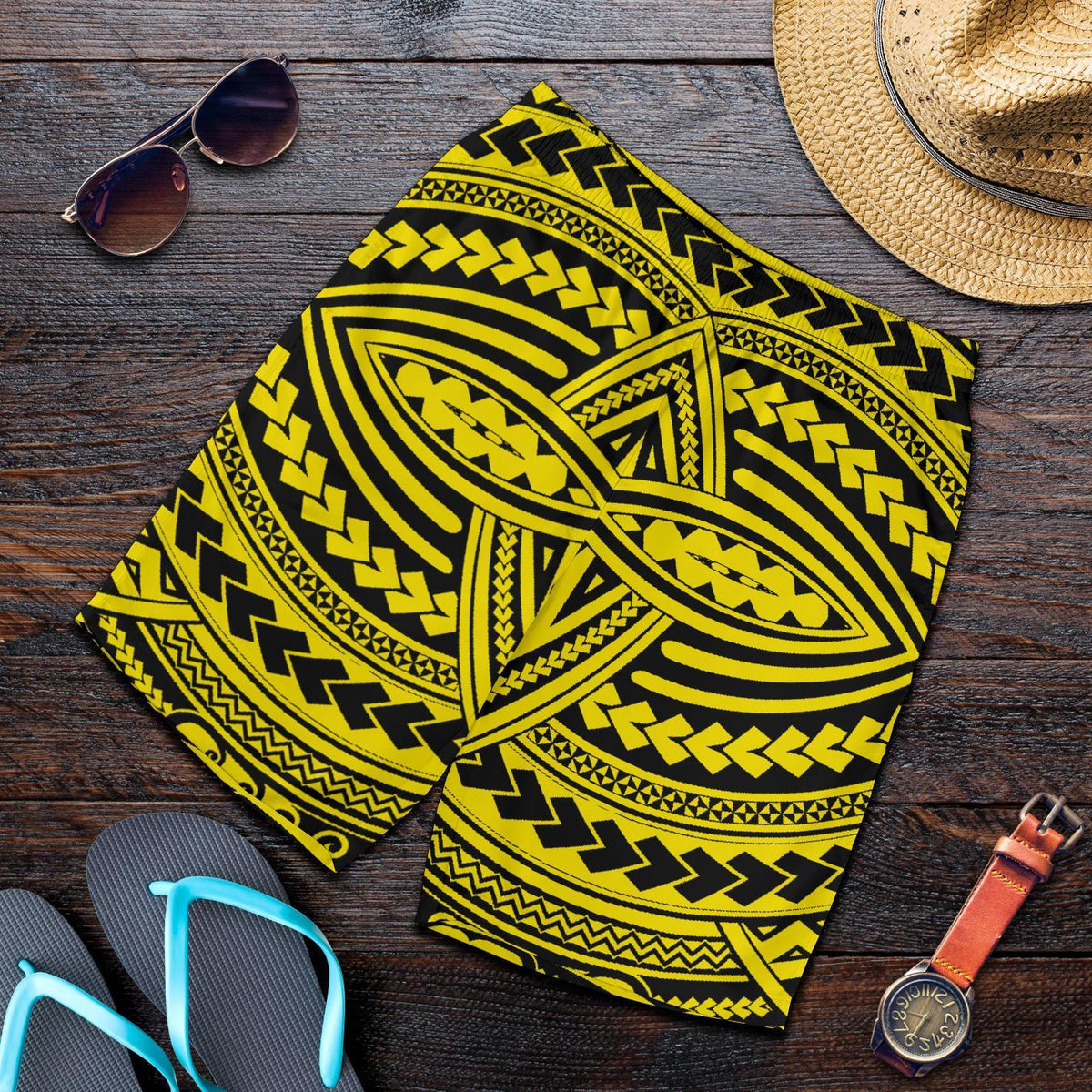 Polynesian Seamless Yellow Men's Short - Polynesian Pride