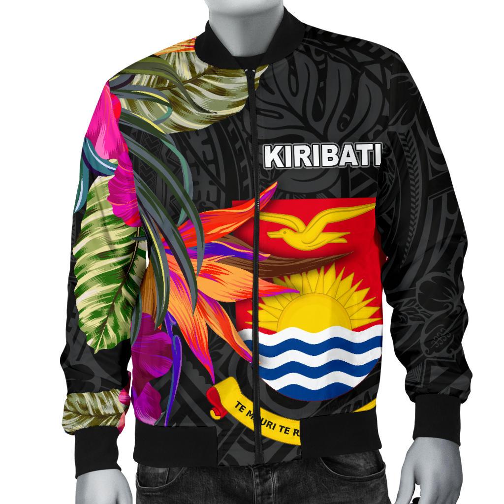 Kiribati Men's Bomber Jacket - Polynesian Hibiscus Pattern - Polynesian Pride