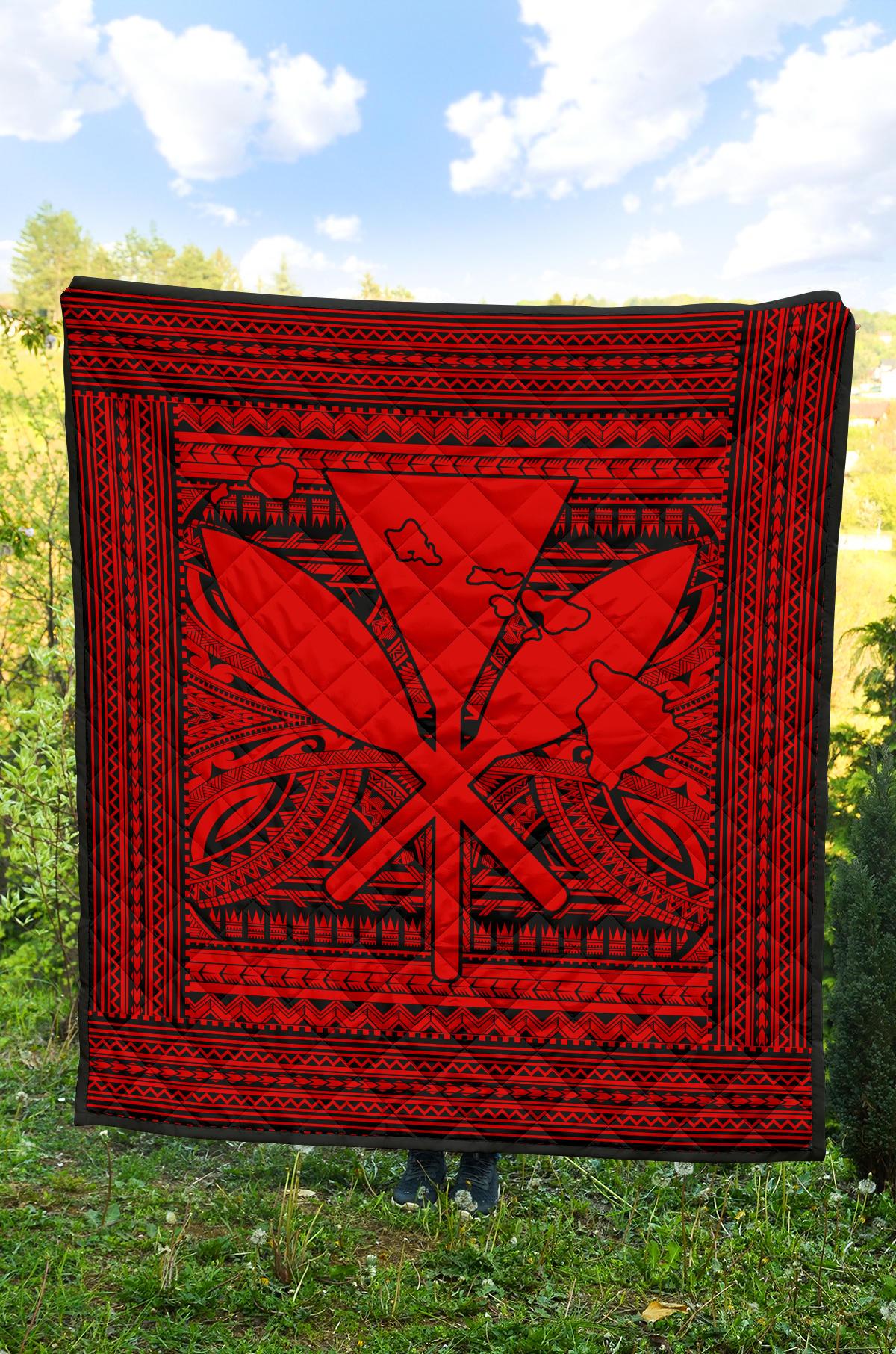 Hawaii Polynesian Kanaka Maoli Premium Quilt Red - Polynesian Pride
