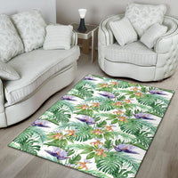 Tropical Orange Orchids Strelitzia Monstera Rug - Polynesian Pride