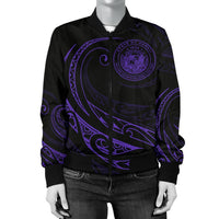 Hawaii Coat Of Arms Polynesian Women's Bomber Jacket - Purple - Frida Style - Polynesian Pride