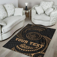 Palau Polynesian Custom Personalised Area Rug - Gold Tribal Wave - Polynesian Pride