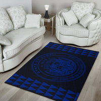 Kakau Seal Of Hawaii Polynesian - Blue Rug - Polynesian Pride