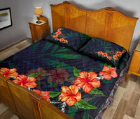 Hibiscus Palm Background Quilt Bed Set - Polynesian Pride