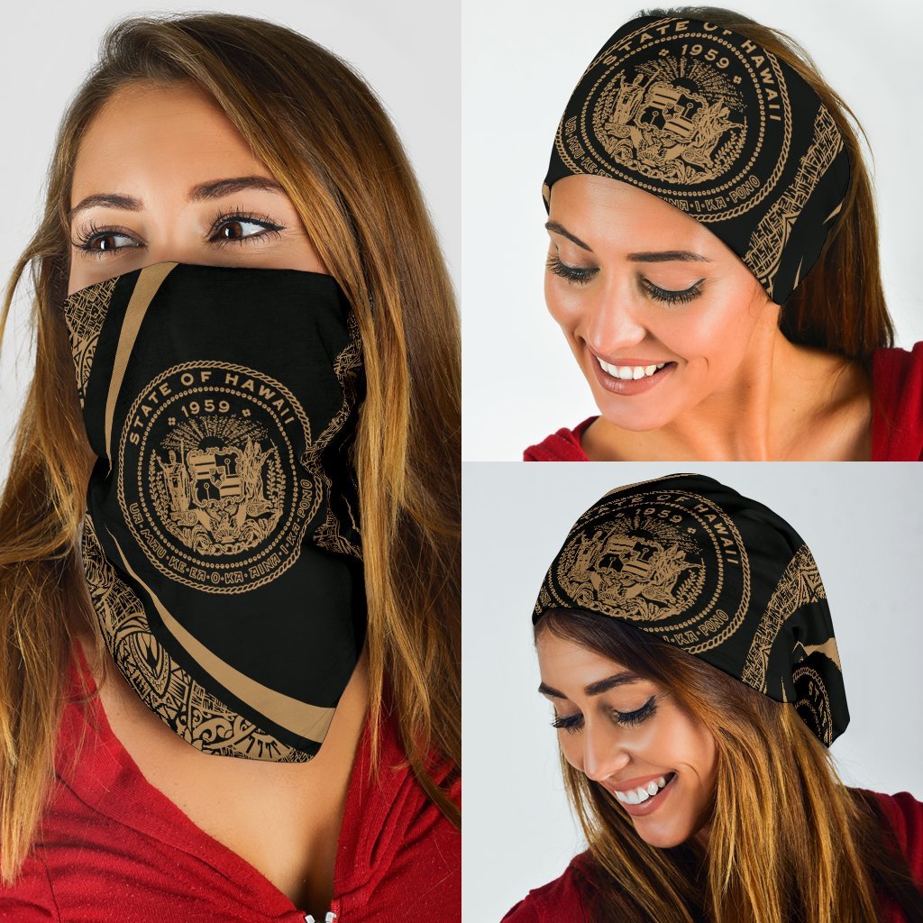Hawaiian Bandana Coat Of Arm Polynesian Bandana 3-Pack - Circle Style Gold - Polynesian Pride