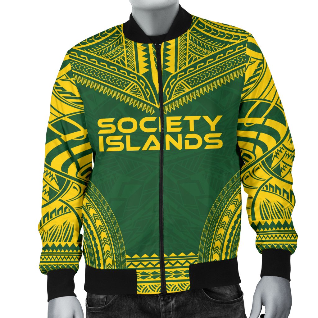 Society Islands Flag Polynesian Chief Men's Bomber Jacket - Polynesian Pride